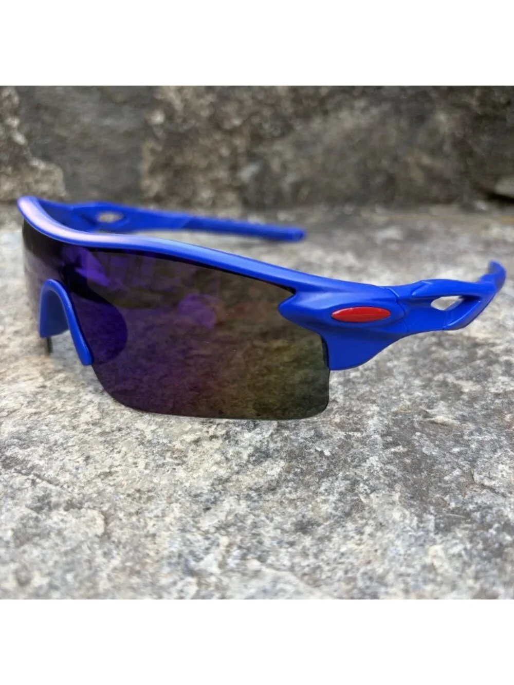 Blue Wrap Around Sport Sunglasses UV Shield Running Cycling Eyewear Speed Dealer